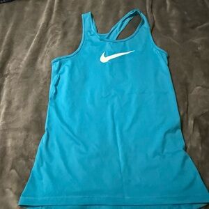 Nike Blue Tank Top with White Logo and Racerback